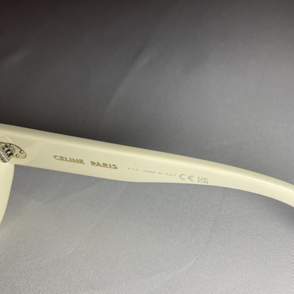 CELINE Unisex Square Oval Sunglasses White Ivory Dark Brown Lense CL40255I 25E - Picture 6 of 13